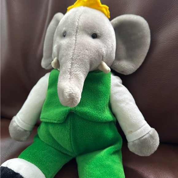 Vintage Gund BABAR Elephant Green Suit Plush Stuffed Animal Toy 1988 Korea GREAT - Picture 2 of 5